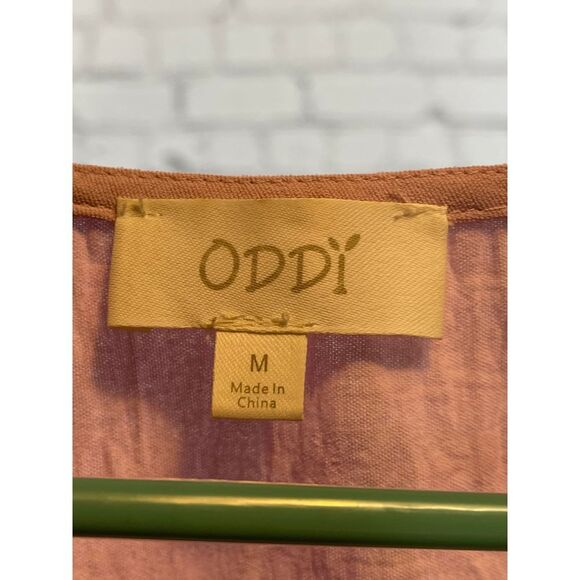 ODDI Pink Ruffle Trim Puff Sleeve Romantic Babydoll Blouse Medium - Picture 3 of 4